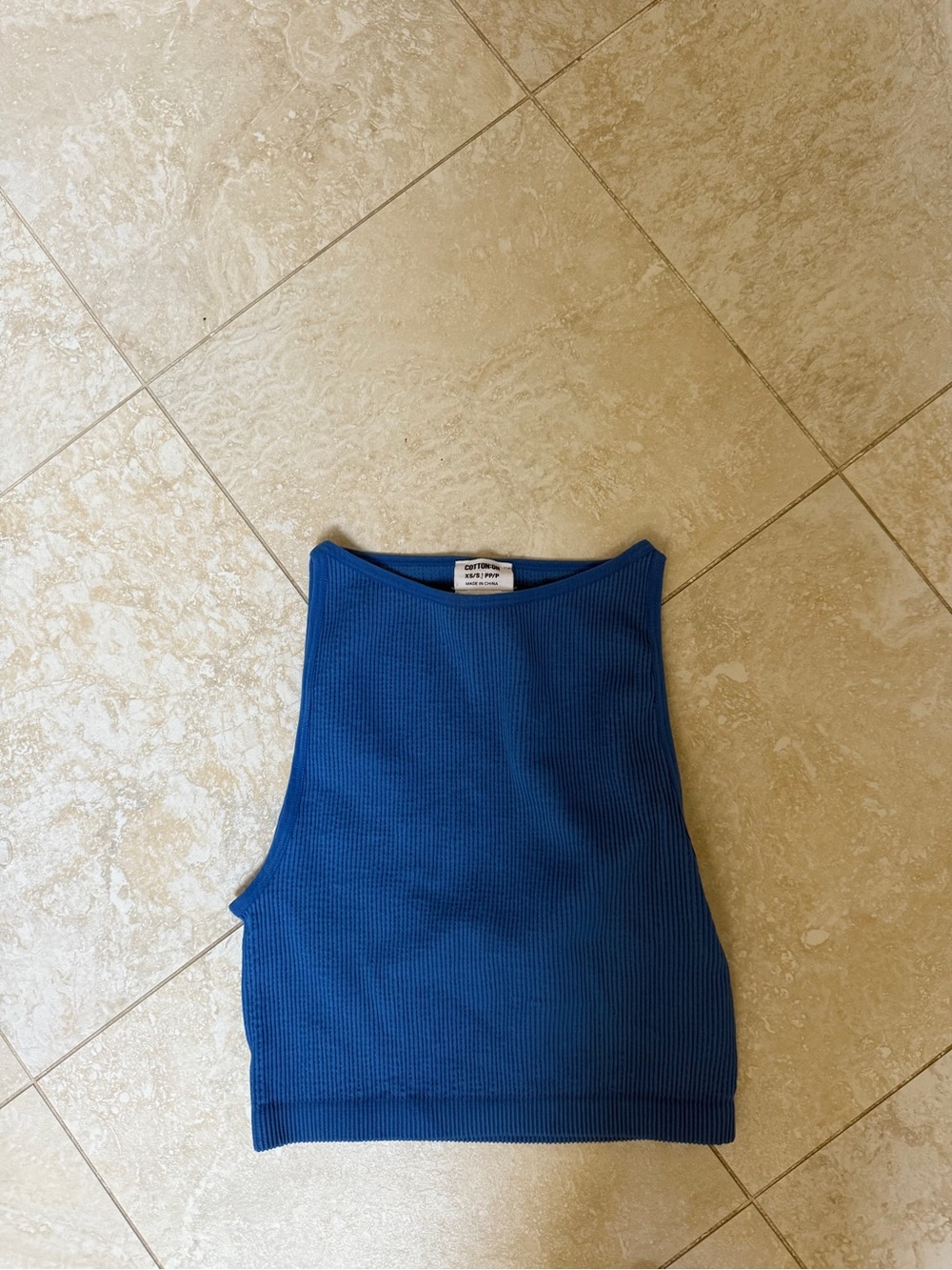 Cotton On blue ribbed crop top #cottonon #ribbed